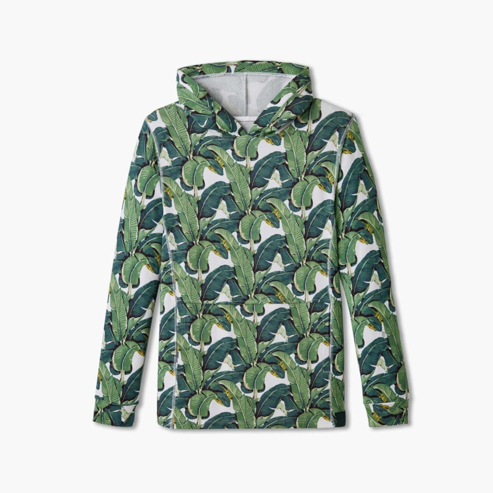 Nice Laundry Tropical Leaf Hoodie MicroModal French Terry Palm Print Pullover M - Picture 2 of 7
